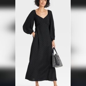 A New Day Black Maxi Dress with White Dots